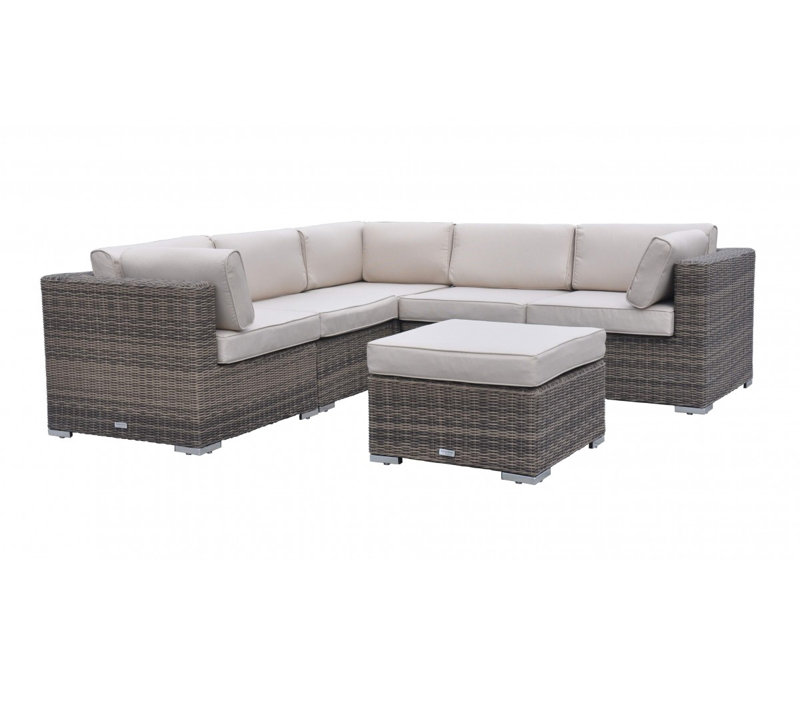 Sol 72 Outdoor Anastasia 6 Seater Rattan Corner Sofa Set with Cushion